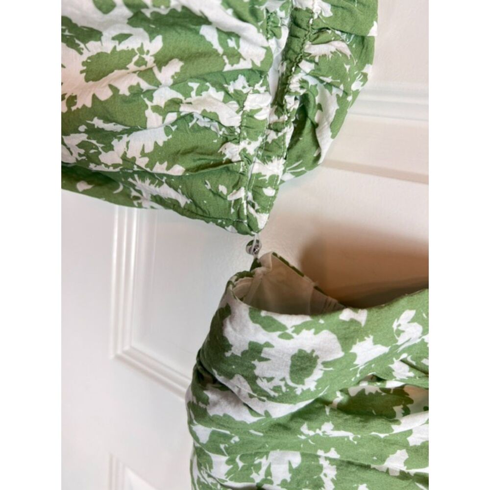 Abercrombie & Fitch Emerson Green Floral Puff Sleeve Mini Dress Size Medium - Picture 4 of 6